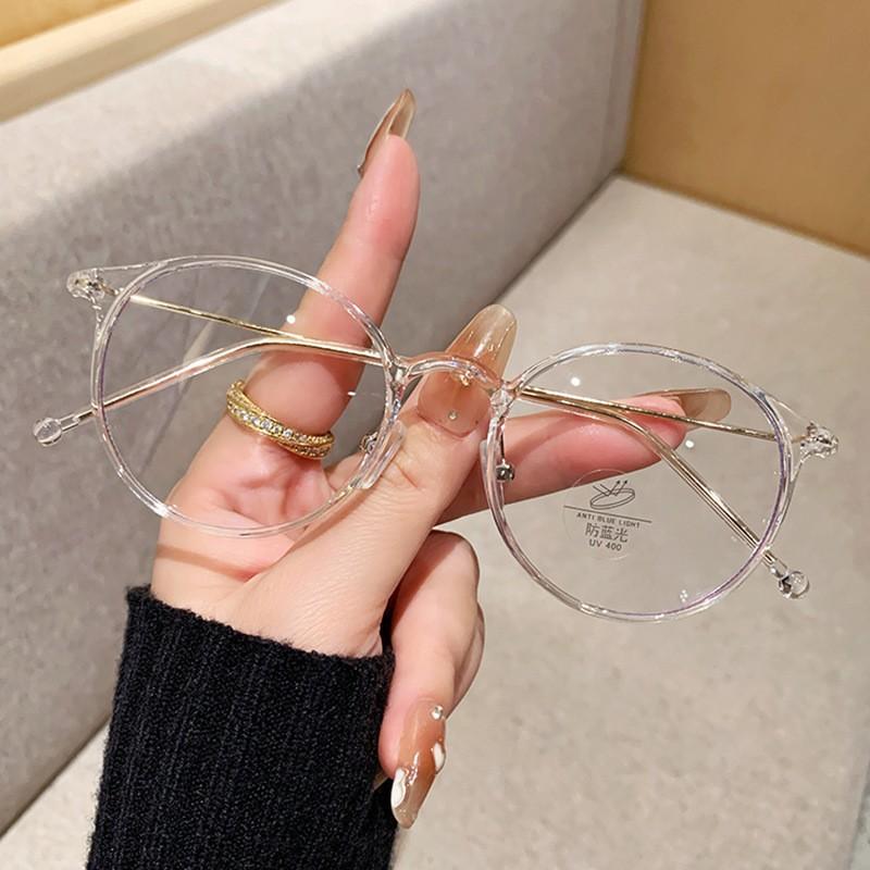 New ultra-light flat glasses female plain artifact round frame square round face small eye frame can be matched with degree