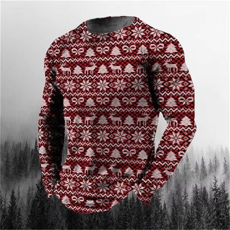 Digitálně potištěné pánské 3D potištěné s dlouhým rukávem podzimní a zimní ležérní pánské oblečení tričko