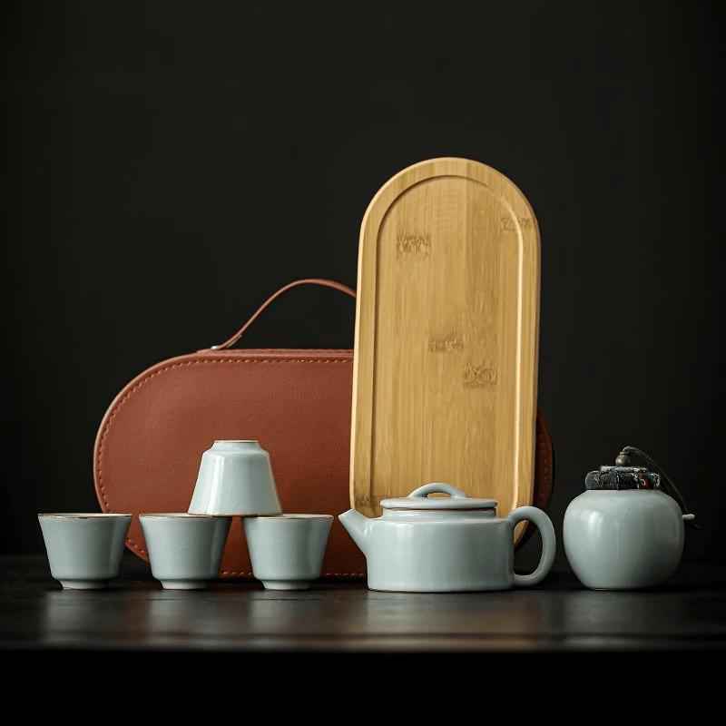 Celadon Ru Ware Kung Fu Tea Set with Travel Bag