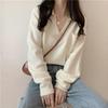 Women's Autumn Korean Style Loose Short Lapel Knit Sweater Long Sleeve Pullover for Students Suitable for Outer Wear or Inner Wear