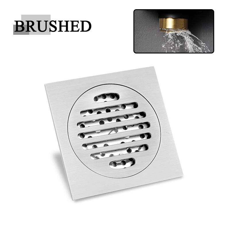 Badezimmer Wasser Bodenablauf Messing Matt Gebürstet Schwarzgold Roségold mit Filter 100x100 für Duschraum Küche