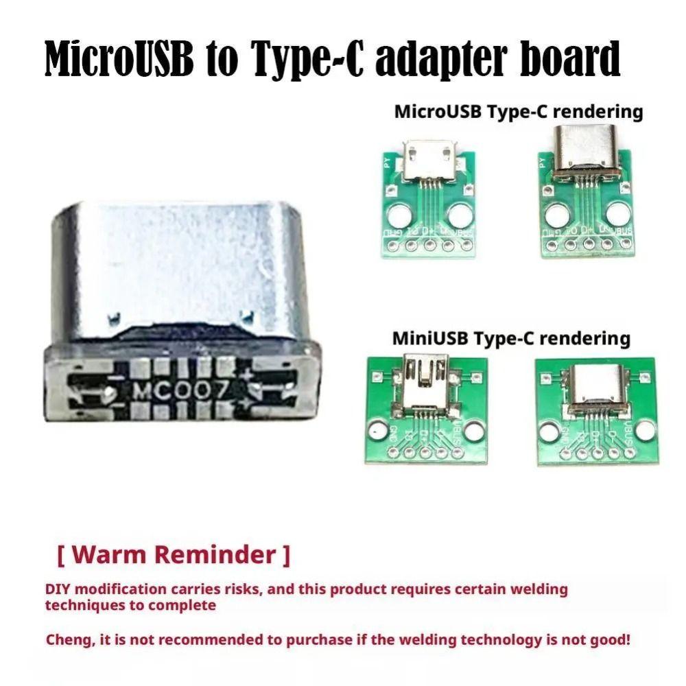 DIY Modification Mini USB to Type-C Connector Charging Port Adapter Board Electronics