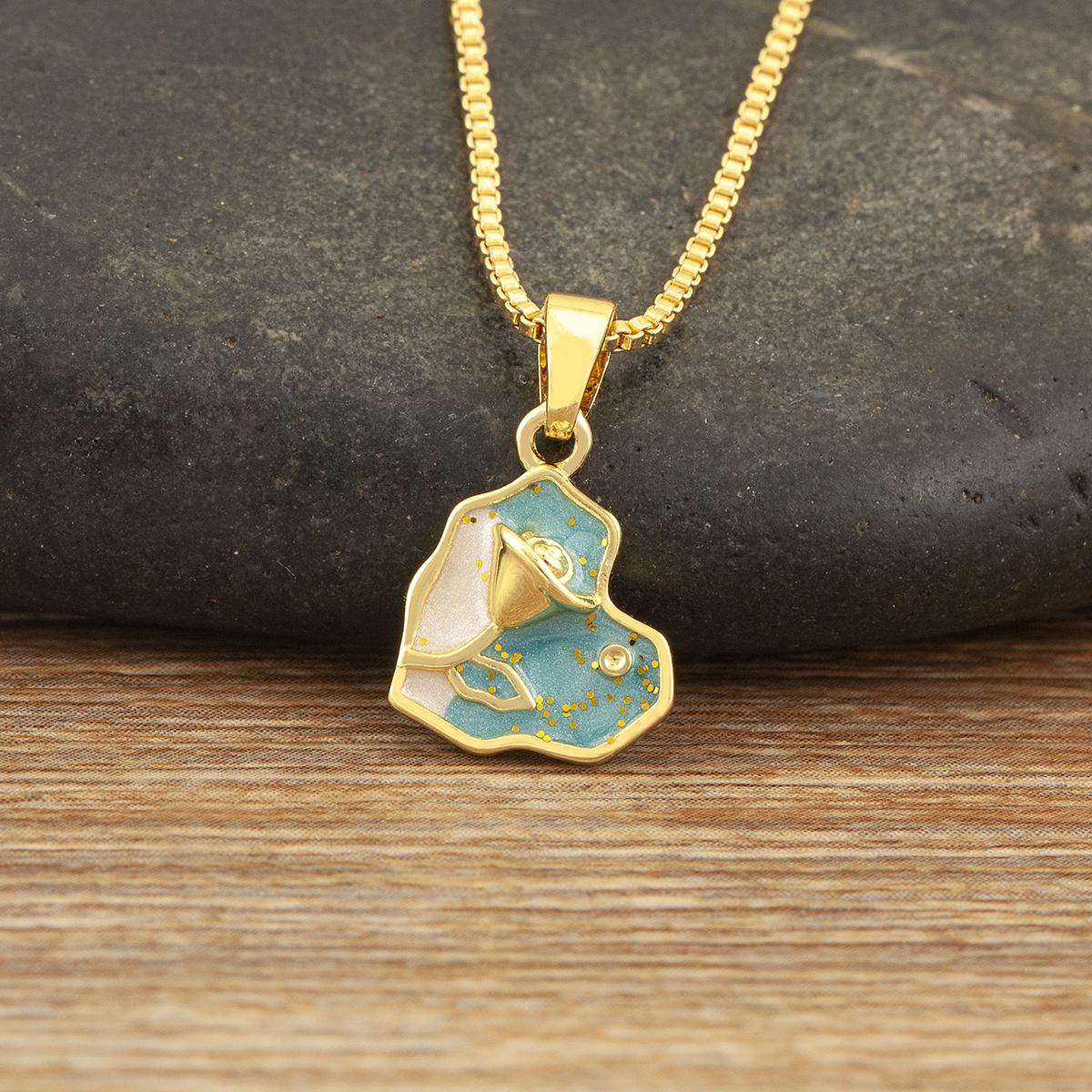 

Nidin New Arrival Romantic Heart Shape Rose Flower Pendant Necklace For Women Birthday Party Enamel Love Jewelry Accessories світло-синій колір