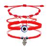 Blue Evil Eye Red String Bracelet Set - Handmade Woven Design