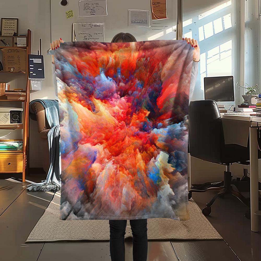 

1Pc Rainbow Abstract Print Flannel Blanket, High quality Comfortable for All Seasons, Home Decor, Warmth and Comfort, Perfect for Gifts 80cm x 120cm
