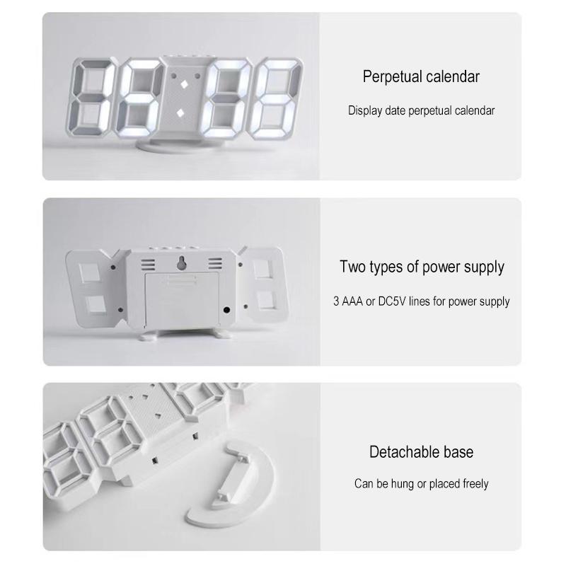 3D Simple Clock LED Alarm Clock Living Room 3D Wall Clock Digital Clock
