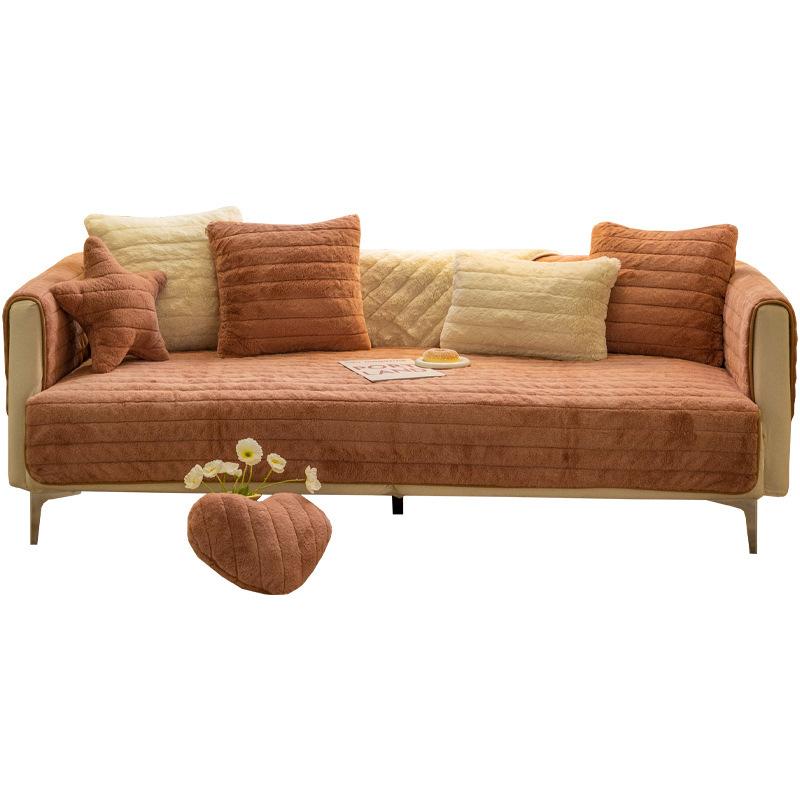Plush Sofa Cushion New Winter Thickened Leather Anti-slip Cushion Light Luxury Simple Sofa Cover Thickened