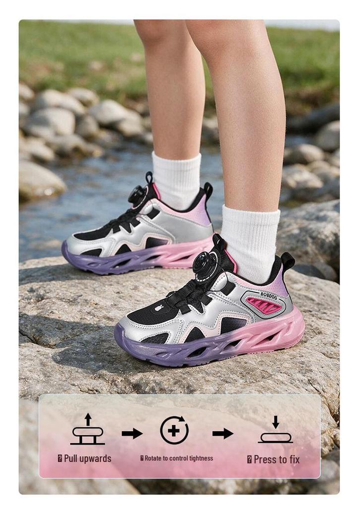 Bobodou Kids' Sports Shoes - Breathable Mesh with Rotating Buckle for Girls (Spring/Autumn 2026)