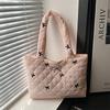 Casual Bow Patchwork Women's Shoulder Bags College Style Large Capacity Ladies Tote Bag Simple Quilted Design Female Handbags