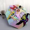1pc Powerpuff Girls Automatic Opening Umbrella - Portable Tri-Fold Design with 8-Bone Iron Frame, Outdoor Umbrella for Fans, Travelers, Daily Use, Gif