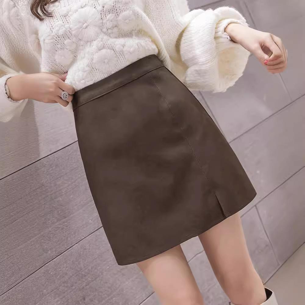 Women's 2023 A-Line PU Leather High-Waist Short Skirt - Autumn/Winter Fashion