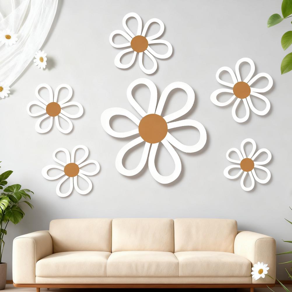 Wooden Flower Wall Decoration Rustic Wood Art Sign Bohemia Flower Wall Hanging Set Rustic Wooden Floral Art Decor for Home