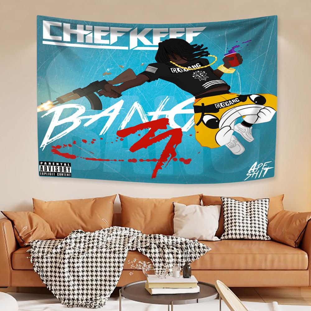 Chief Keefs American Flag Tapestry Classic Rapper Wall Hanging Home Decor Dormitory Background Birthday Gift Concert Banner