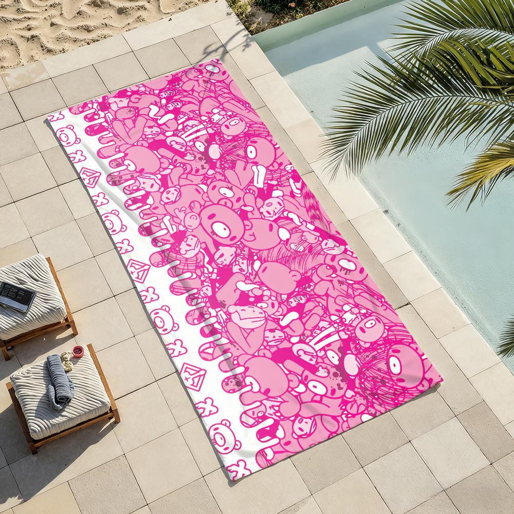 Cartoon G-Gloomy Rosa B-Bär-S Handtuch Weich Leicht Anti-Sand Großes Strandhandtuch Schnelltrocknend Bad Sport Familie