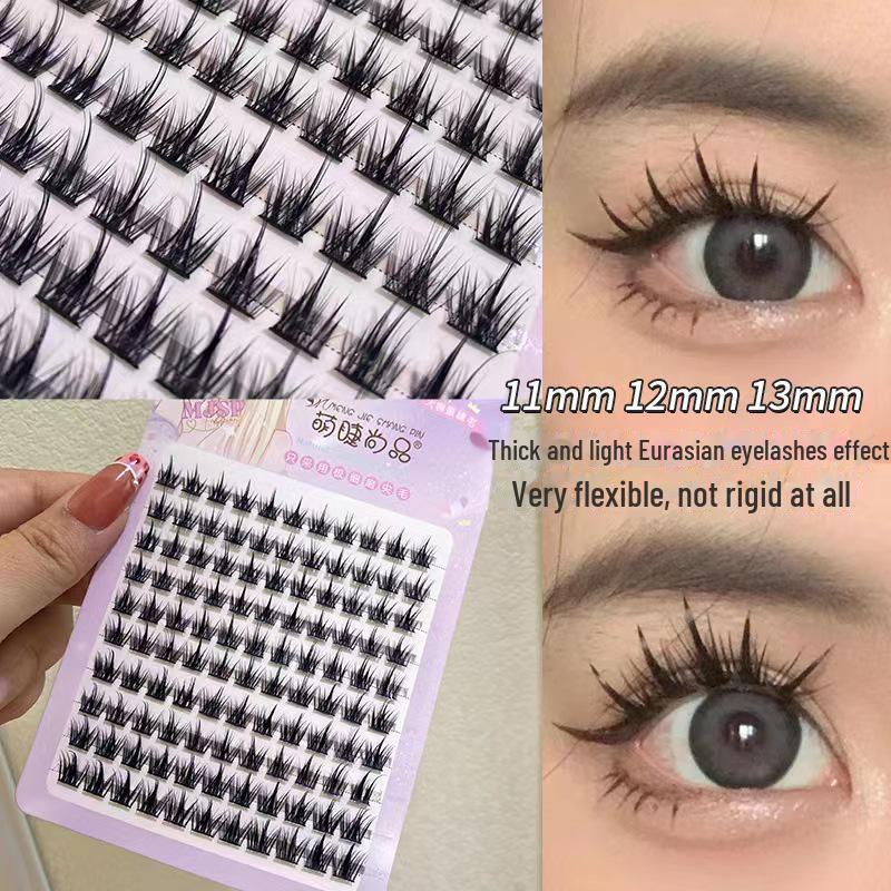 Mengji Shangpin Natural Thick Faux Wild Devil Eyelashes - 10 Rows for Women, Photogenic Cartoon Style