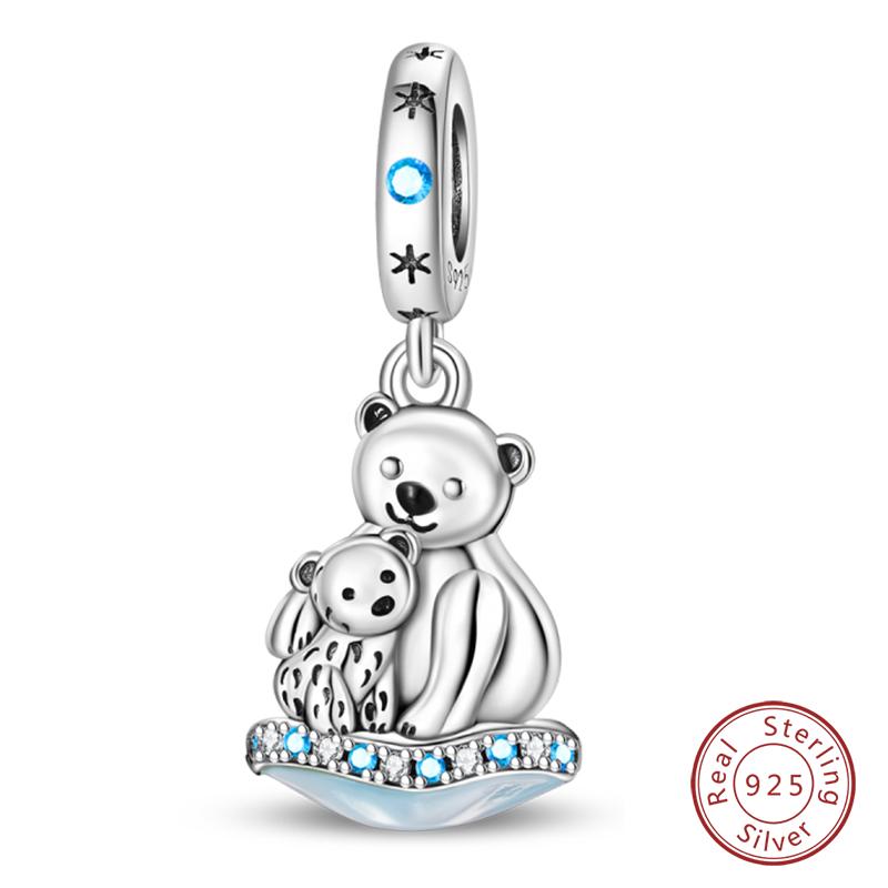 New Winter Charms Bead Copper Snowflake Snowman Penguin Deer Dangle Fit Bangle Bracelet Necklace Diy Jewelry