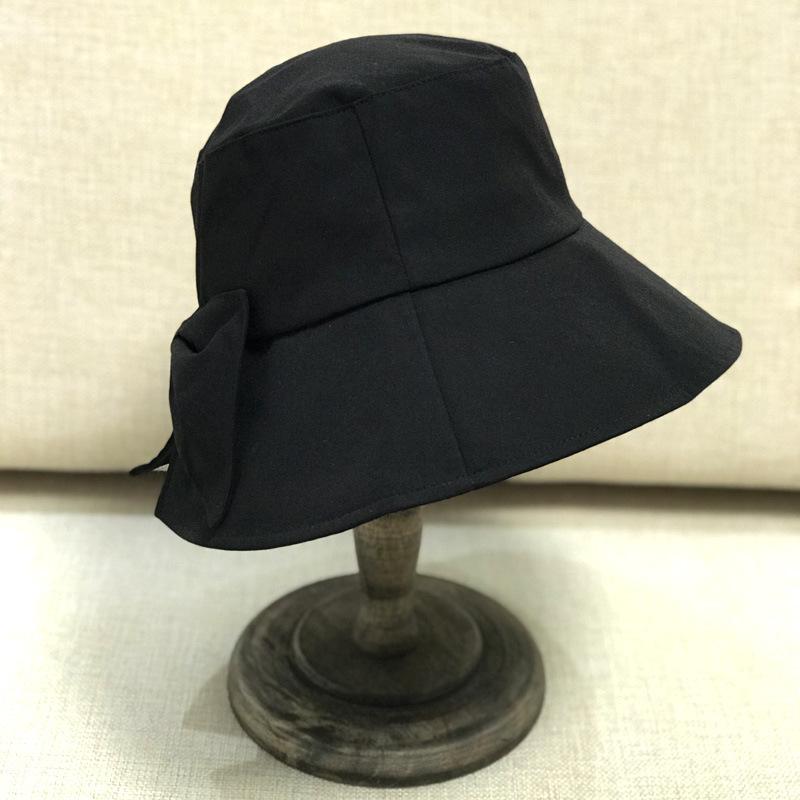 Fabric Bucket Hat Female Versatile Japanese Literary Girl Spring And Summer Visor Split Fork Bow Hat Tide