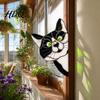 Sunlight Catching Cat Sticker Stained Glass Window Cling Vintage Colorful Kitty Decal Removable Static Cling for Door Wall Car UV-Resistant