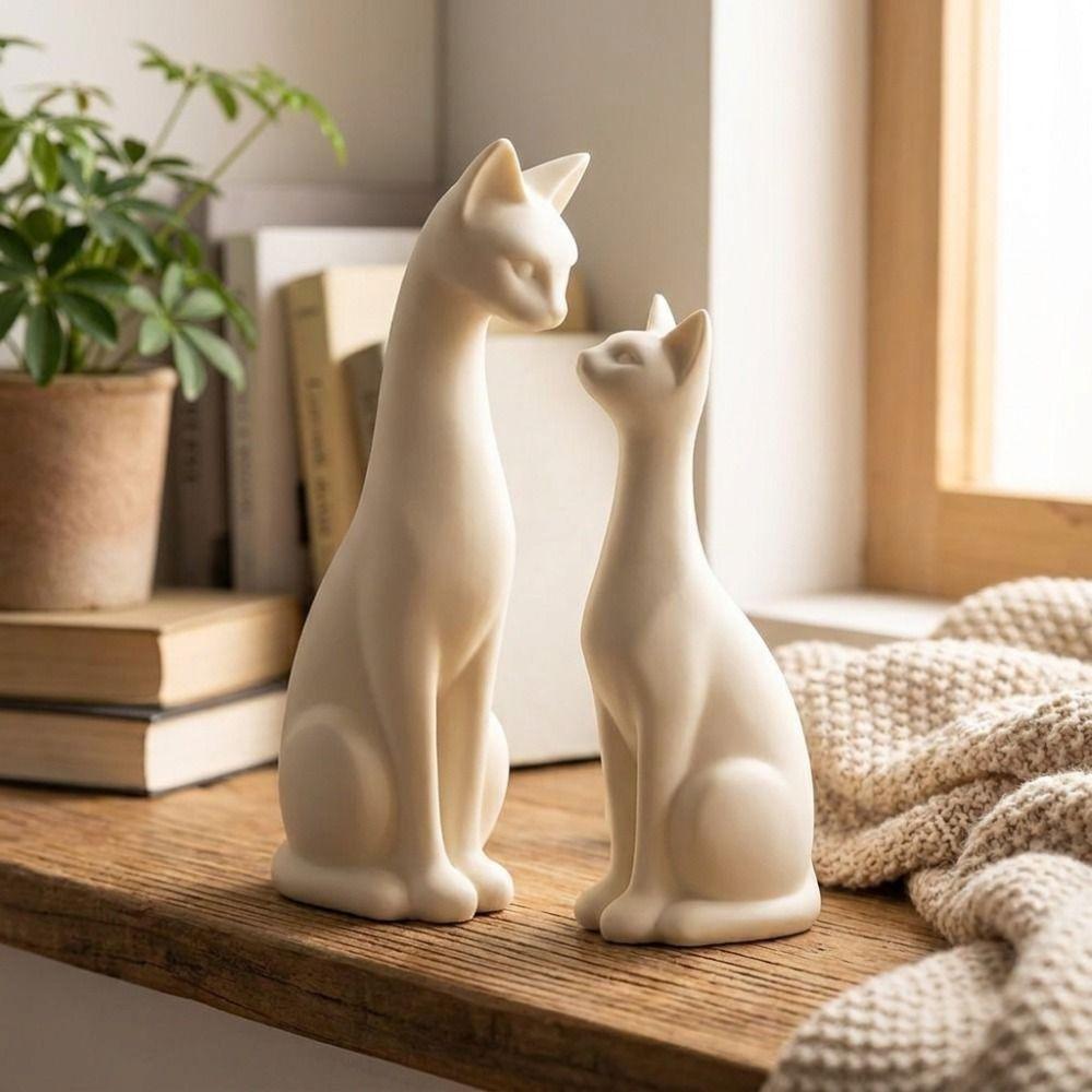 1 Pair Minimalist Minimalist Cat Statue 3D Printed Cat Table Sculpture Office
