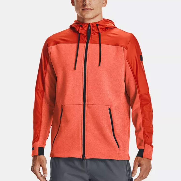Under Armour ColdGear Colorblock Breathable Training Hooded Jacket Men Outerwear Orange 1320710-830