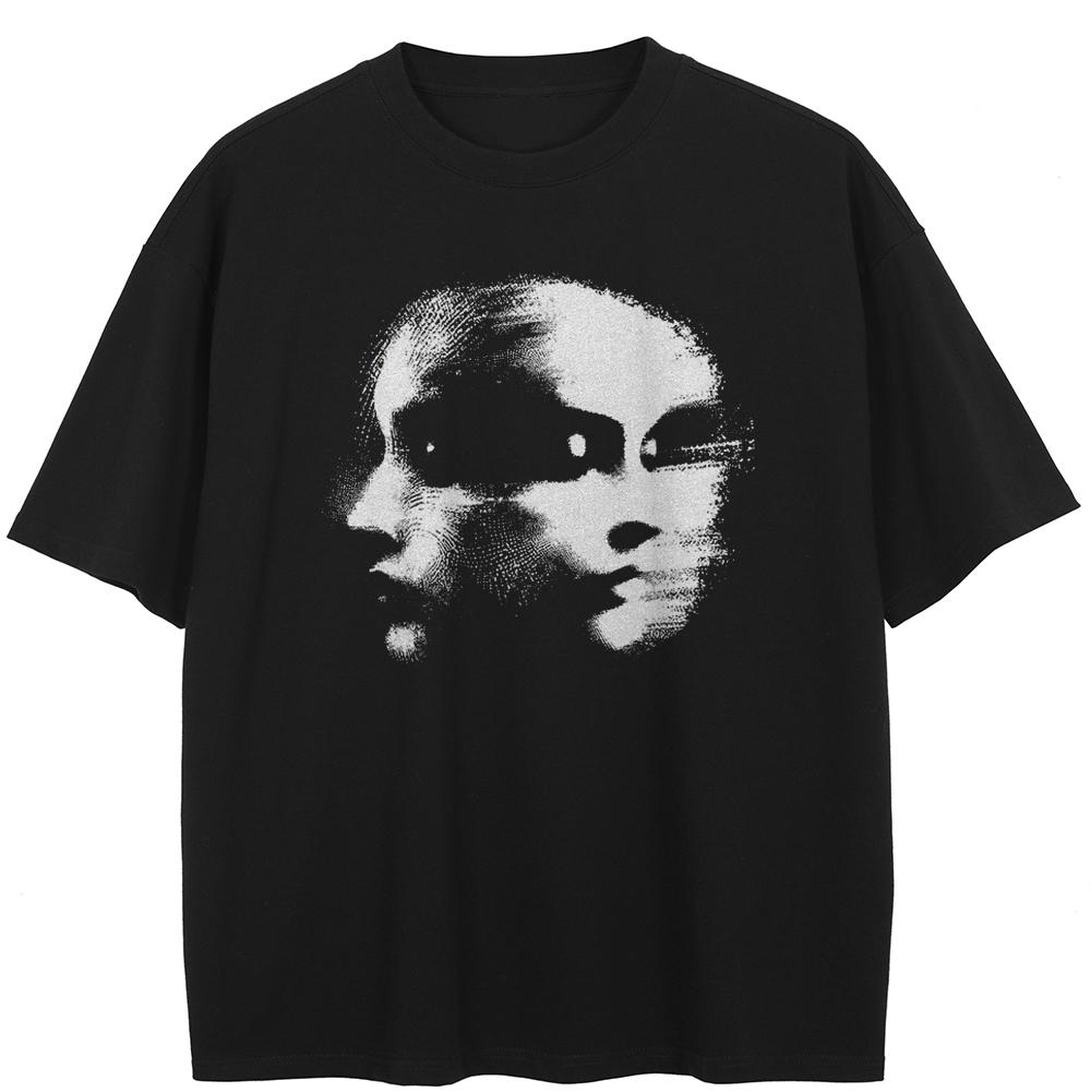 

2026 Унисекс Футболка Streetwear КВАРТАЛ 24 Графика Лица S чёрный