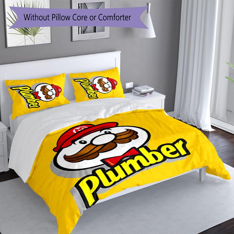 3pcs Plumber pattern bedding set duvet cover set includes duvet cover &pillowcases, perfect all season bedroom decoration & gift