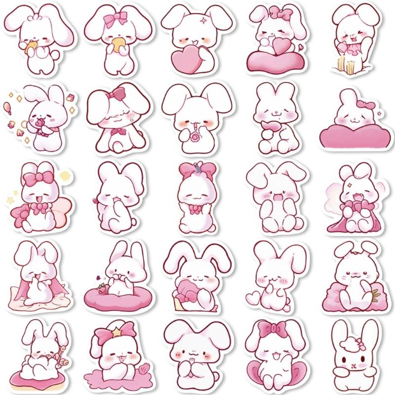 50Pcs Bunnies Sticker Aesthetic Sticker for Scrapbooking Notebook Journal Water Bottle Laptop Kid Motivational Sticker