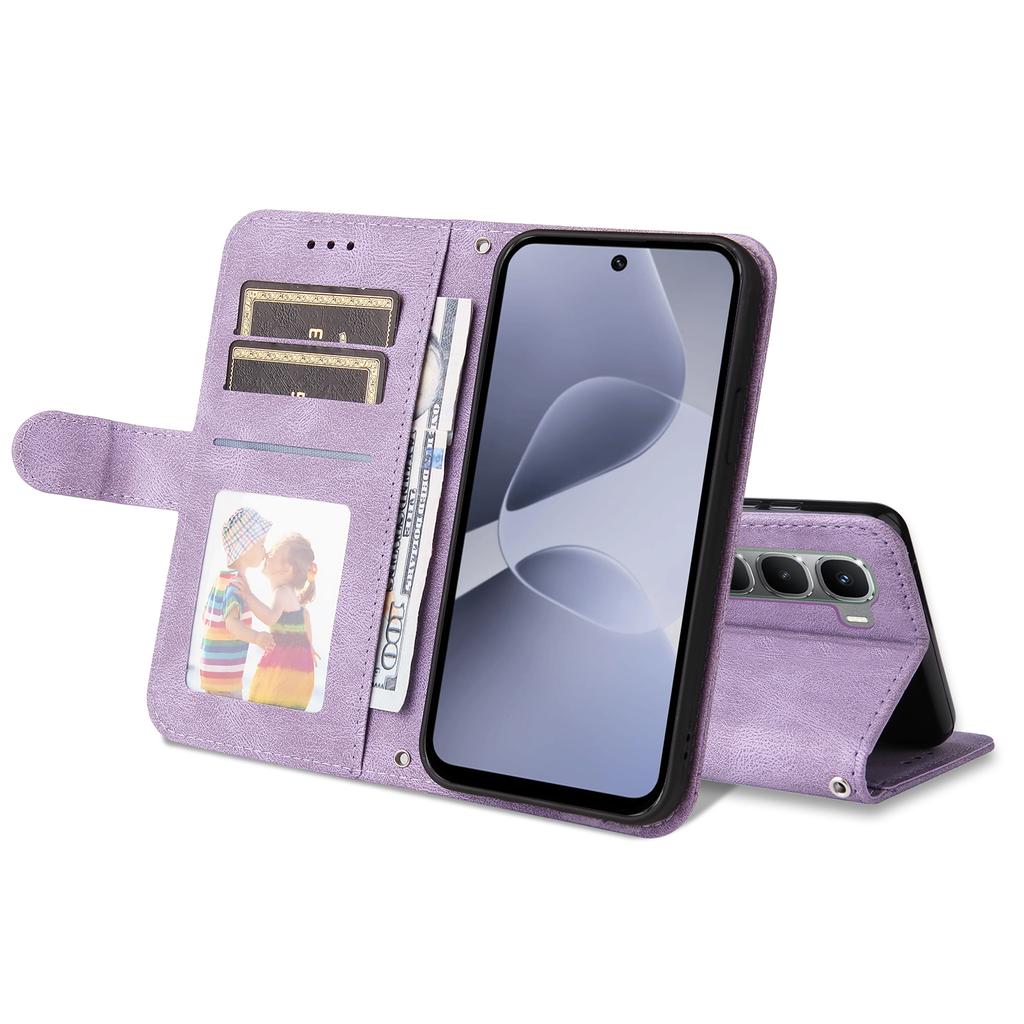 For Infinix Hot 60 Pro 4G Leather Wallet Cases Skin Touch Phone Cover Stand with Strap
