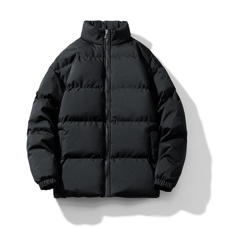 Winter Stand Collar Cotton Jacket Loose Student Couples Cotton Jacket Casual Simple Warm Windproof Large Size Cotton