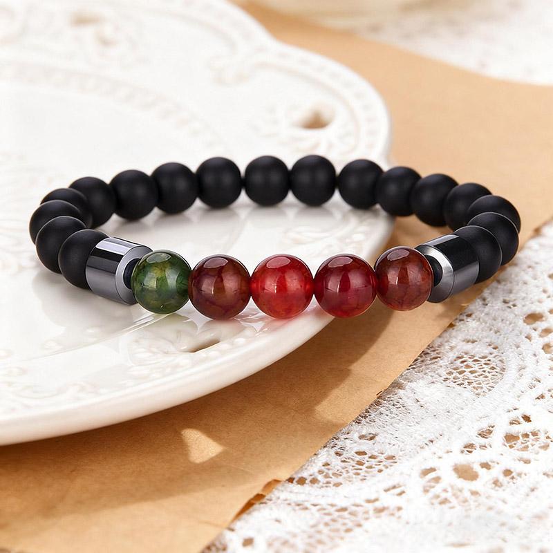 Unique Bicolor Chakra Stone Bracelet Unisex Matte Colorful Handmade Beaded Elastic Braslet Thanksgiving Day Couple Gift Pulseira