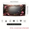 2D Dark Floral Tapestry Pink Rose Frame with Glowing Fairy Lights Party Background Cloth