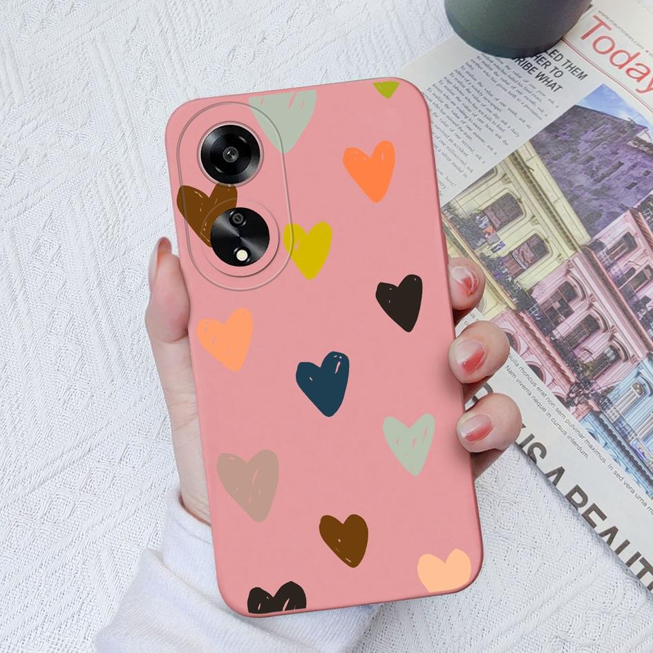 Fashion Love Heart Phone Cases For Oppo A1 A1K A7 A11 A15 A35 A52 A55 Soft Liquid Silicone Anti Slip Durable Shockproof Protective Shell For Oppo Capa