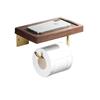Solid Wood Bathroom Paper Towel Rack Wall Mounted Roll Paper Rack Mobile Phone Rack Bathroom Storage Rack Brushed Gold Aluminum