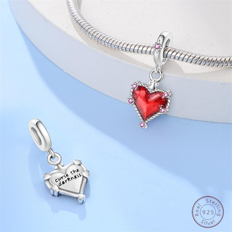 100% Copper Red Heart Shiny Zirconia Beads 3Mm Diy Holiday Exquisite Jewelry Gift Making