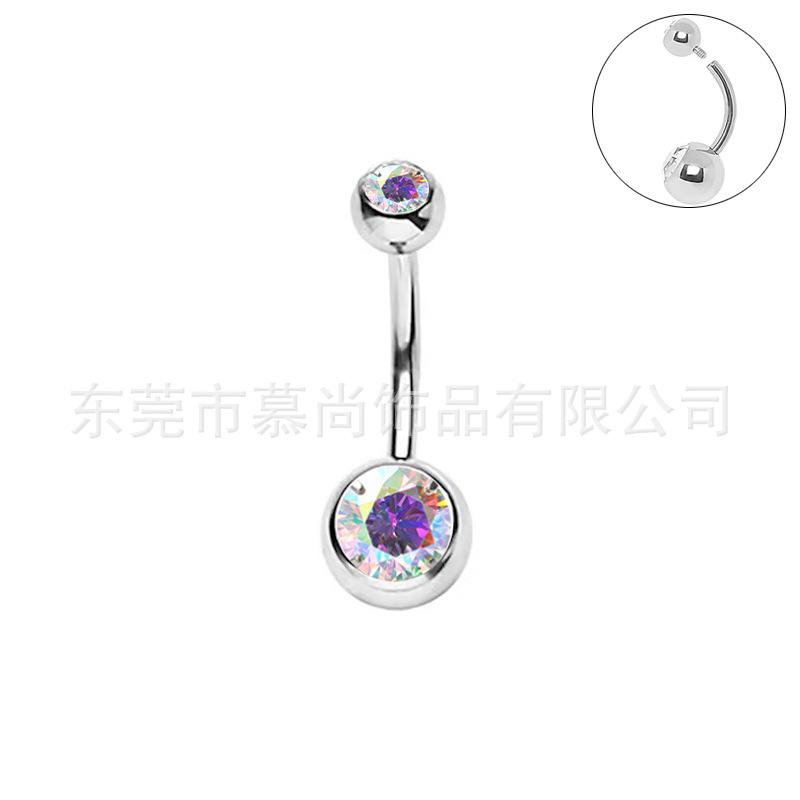 F136 Titanium Double Ball Internal Thread Zircon Belly Button Ring G23 Titanium Navel Jewelry Fashion Piercing Accessory