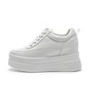 Spring and Summer New Inner Height Increase Small White Shoes Women's Cowhide Thick-soled Slope Heel Walking Casual Shoes Genuine Leather