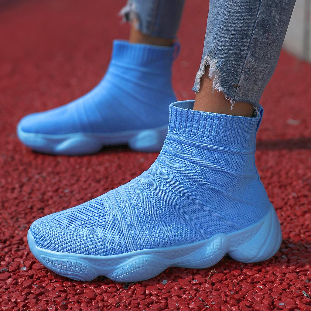 Frühling und Herbst neue fliegende gewebte Übergröße Freizeitsportschuhe High-Top atmungsaktiv rutschfest Paar Übergröße Stiefeletten