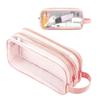 Large Capacity Double Layer Clear Mesh Pencil Pouch – Transparent Portable Stationery Case for School