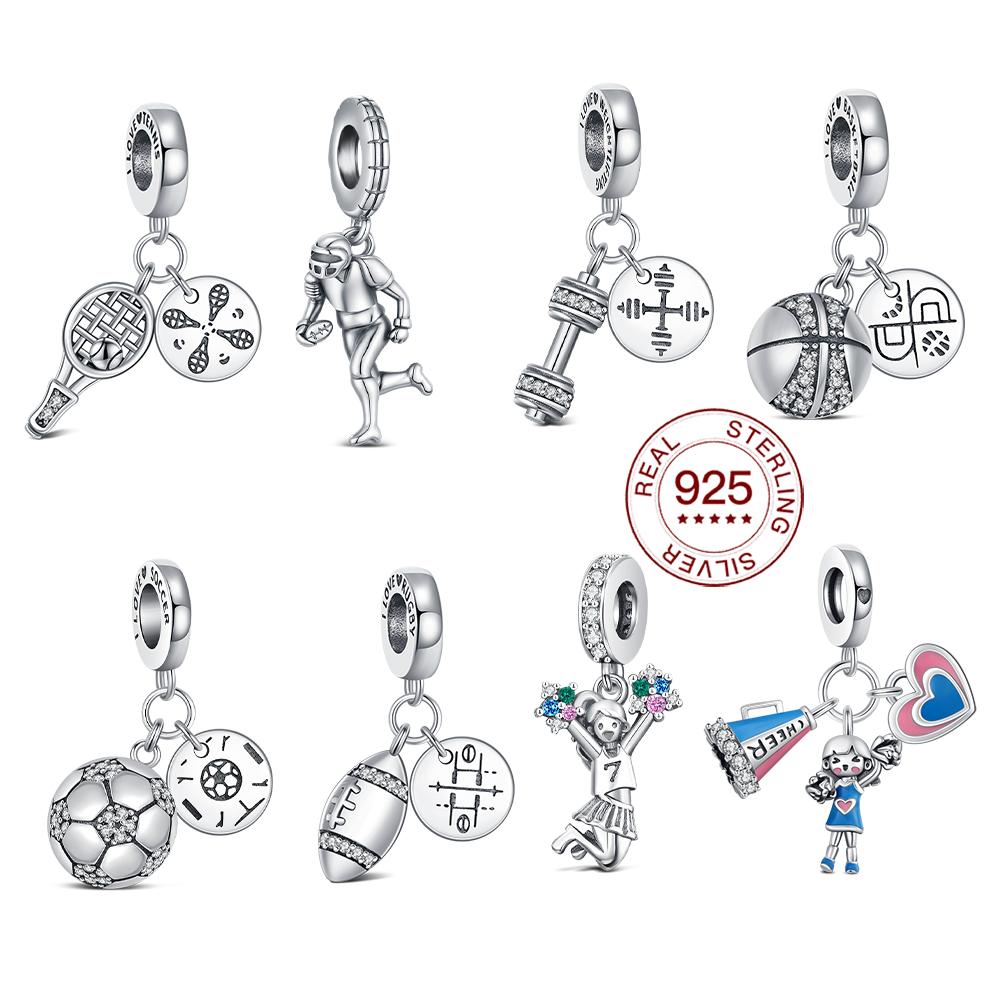 Copper Sports Series Charm Football Barbell Pendant Original Make Diy Bracelet Party Jewelry Gift For Men And Women