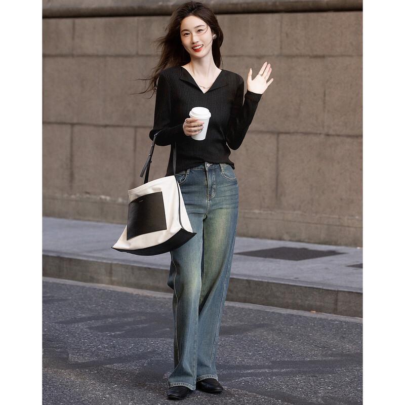 Haut en maille léger à manches longues style français Demana