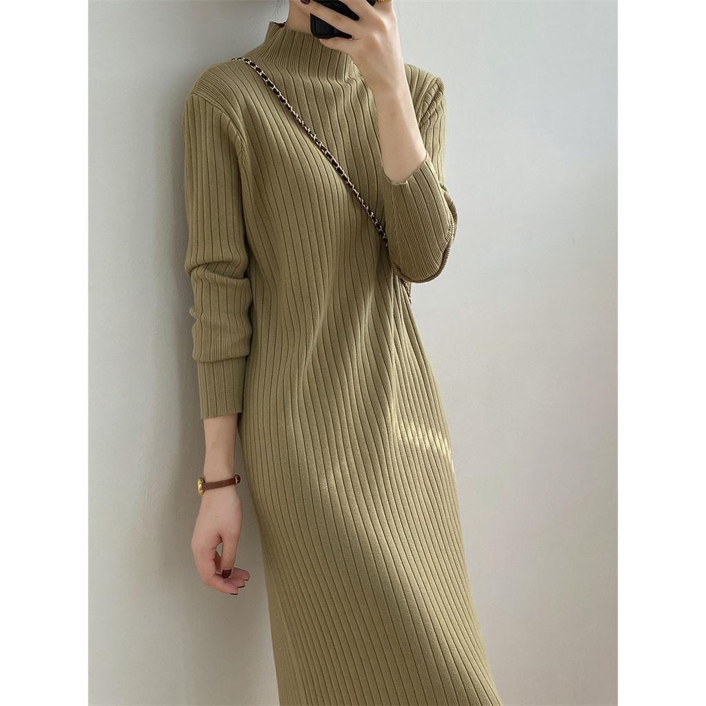 Semi-turtleneck Fringed Sweater Skirt Women's Autumn and Winter Elegant Long New Knee-length Knitted Primer Dress