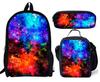 Trendy Popular New Starry Sky 3D Print 3pcs/Set Student School Bags Laptop Daypack Backpack Lunch Bag Pencil Case