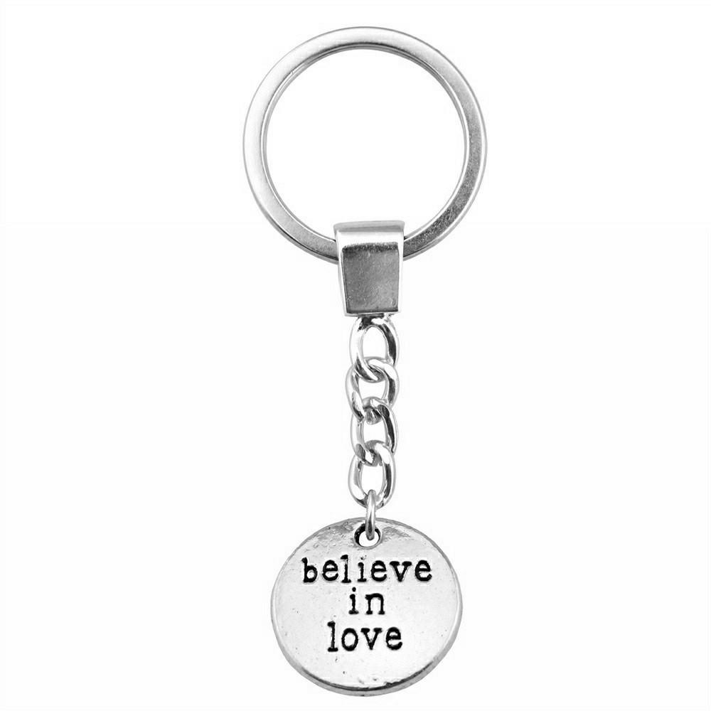 OM Symbol Letter Keychain Tags Yoga Themed Charm Key Holder 30mm Ring