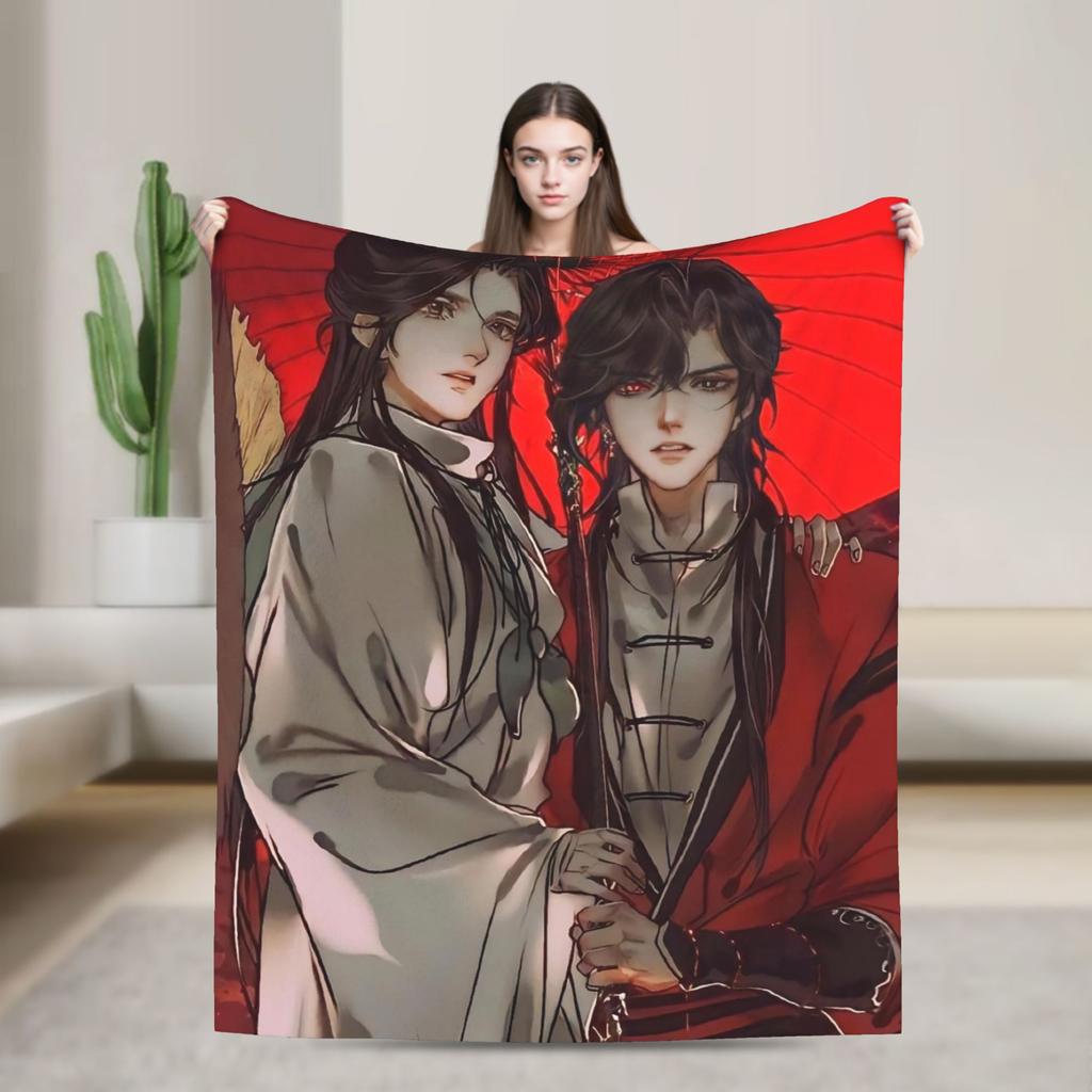 Heaven Official's Blessing Blanket  Soft Funny Plush Throw Blanket For Living Room Decorative Flannel Bedspread Bed Cover