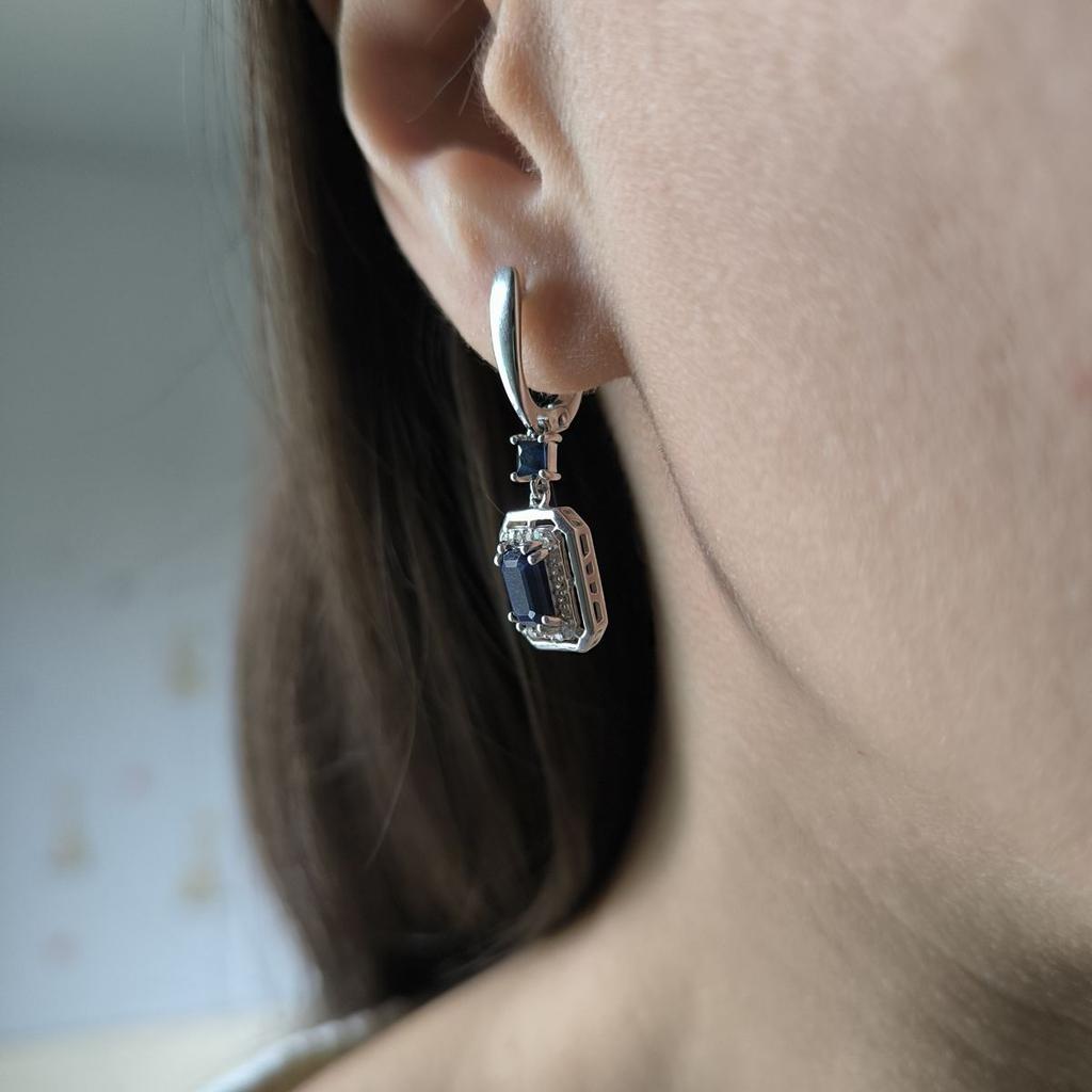 Серебряные серьги с натуральным сапфиром 2.922ct (2194774)