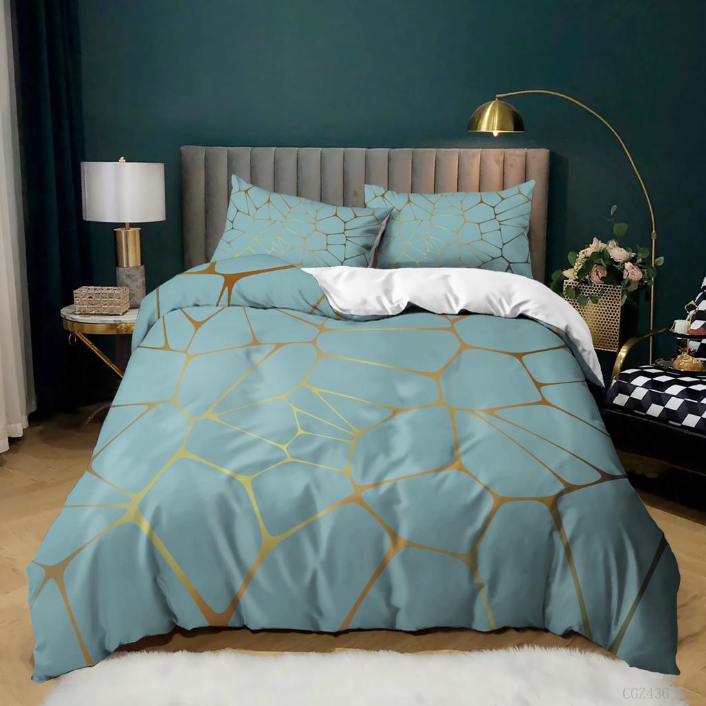 Luxury Black Marble Duvet Cover Set Queen/King/Full/Twin Size Bedding Set Geometric Black Marble Comforter Cover Set Men Women