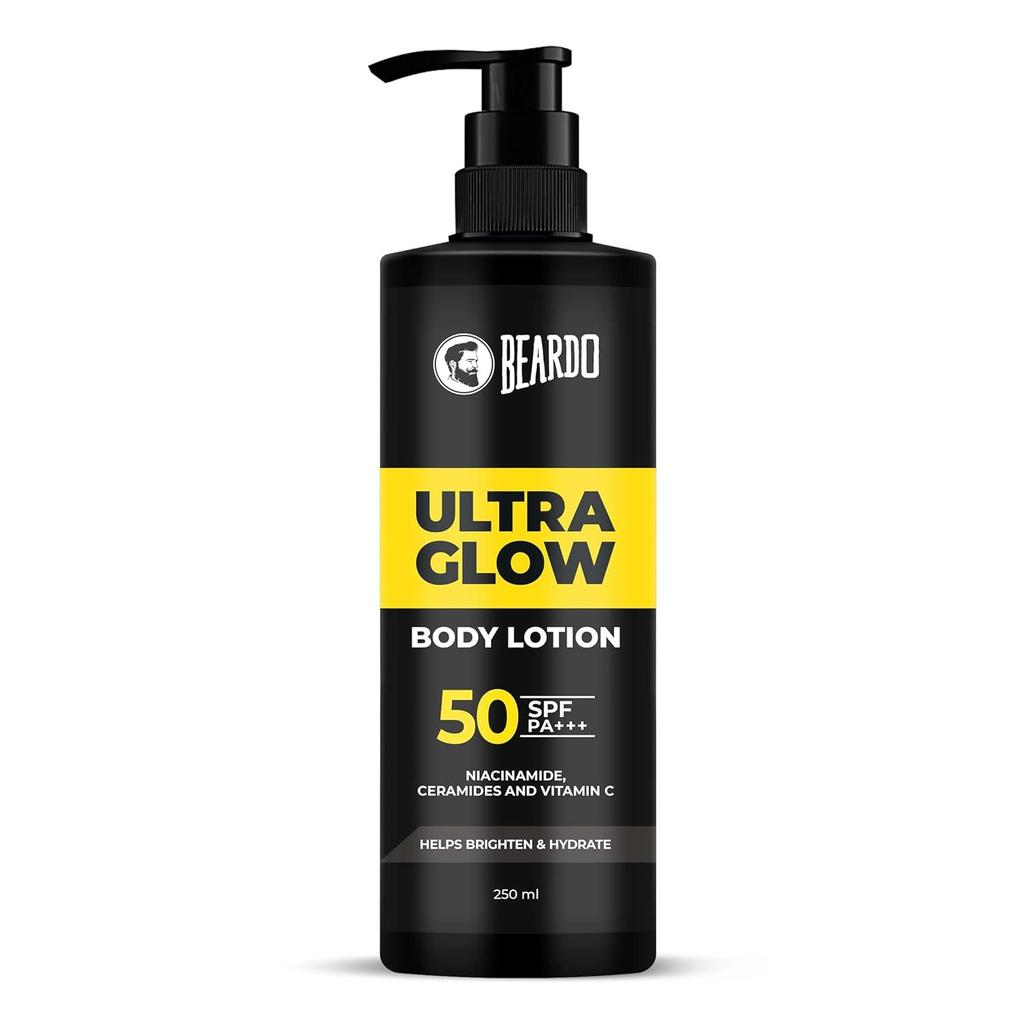 Beardo Ultraglow Body Lotion for Men 250ml | Lightweight Hydrating Skin Moisturizer for Winter