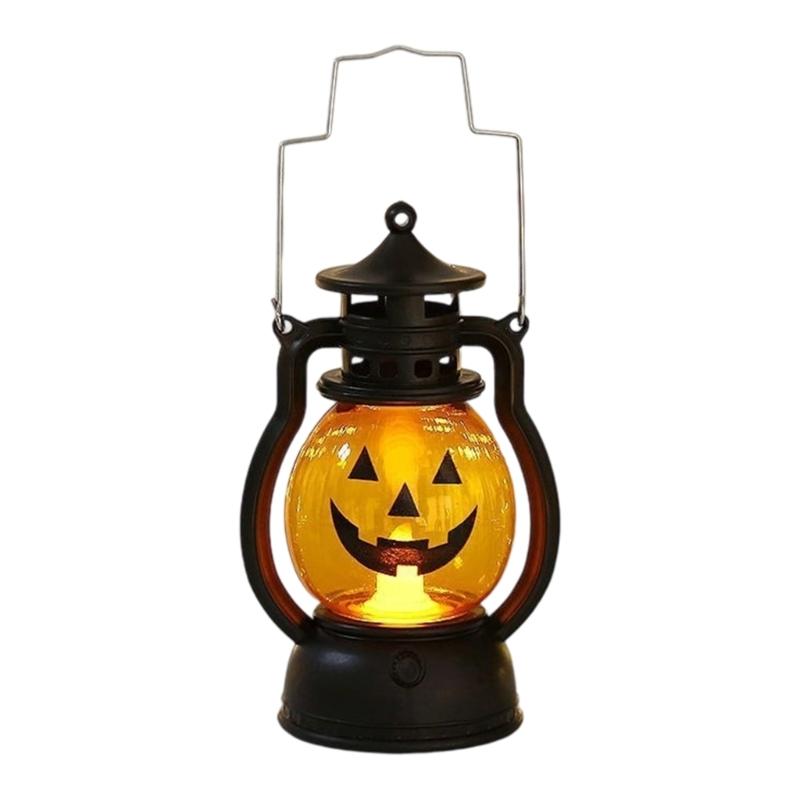 LED Warm Light Halloweens Pumpkin Lantern Safe Plastic Materials Easy Assembly Portable Decoration for Home School Event