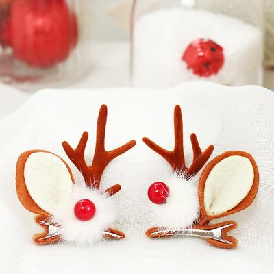 Christmas Cute Plush Elk Antler Headwear Hairpin Christmas Party Headwear Dress Up Supplies