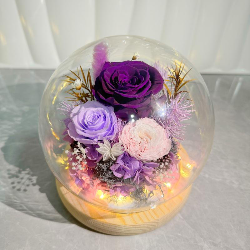 Preserved Flower Sphere: Rose & Sunflower Glass Dome Gift for Christmas & Valentine's Day